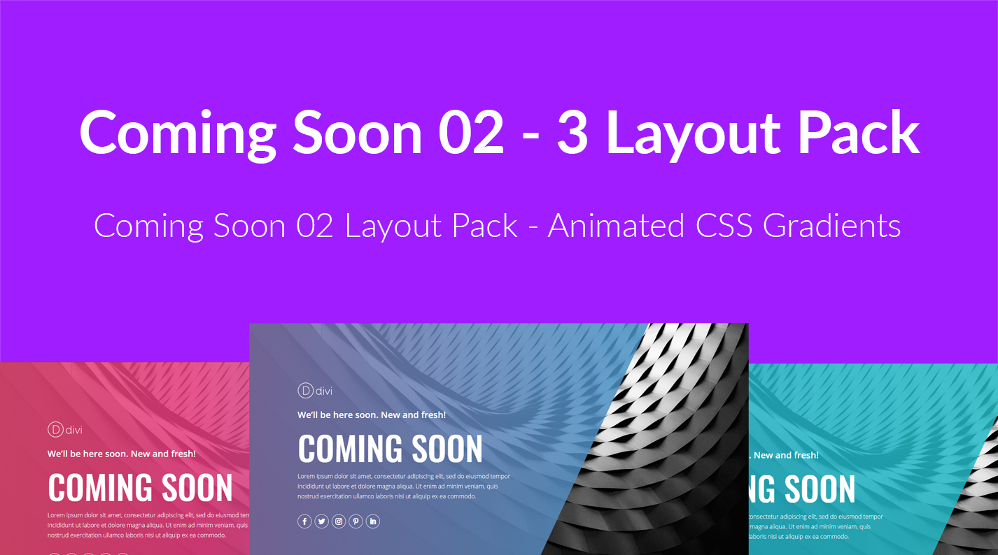 Divi Coming Soon 02 Layout Pack